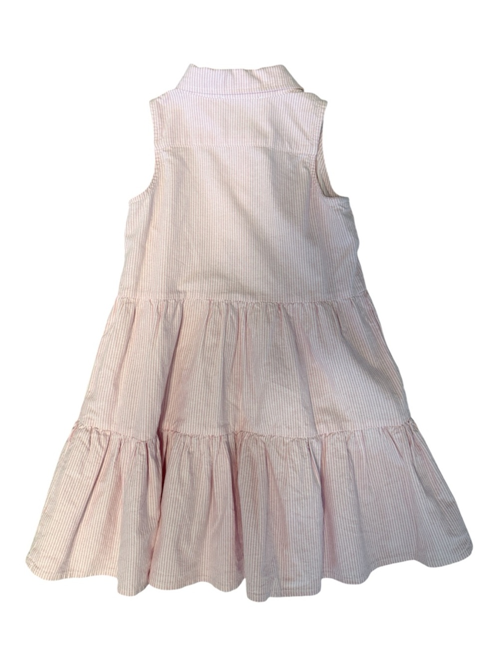 Duffield Lane Light Pink Striped Tiered Sleeveless Dress